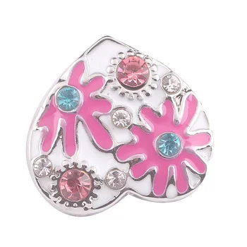 10pcs Nov materinski dan darilo roza Emajl cvet pripni gumb nakit nosorogovo kovinski Gumb Snap 18 mm Nakit za ženske DIY nakit