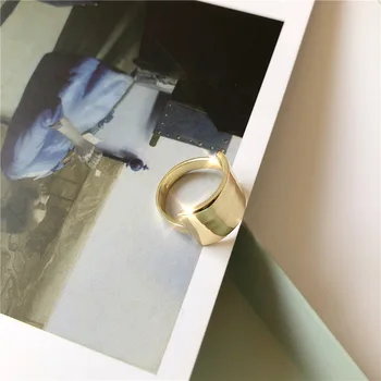 SRCOI Zlata Barva Kovinskih Kvadratnih Geometrijske Prst Prstan 2020 Nove Vroče Prodajo Fashion Preprost Zlitine Obročki Za Ženske svate Nakit