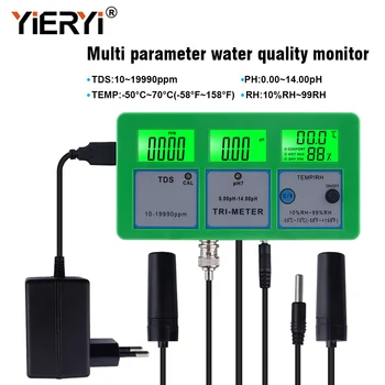 Yieryi 4 v 1 PH TEMP TDS RH Kakovosti Vode Tester Spremljanje PH Meter Multi-parameter Akvarijske Vode Meter