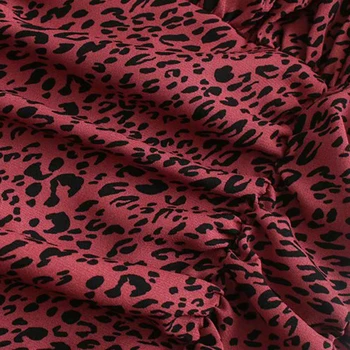 ZA leto 2020 nov modni Leopard tiskanja Gube obleko Kvadratnih Ovratnik, Dolgi rokavi Ženske mini obleka vitek pas elegantna stranke obleke