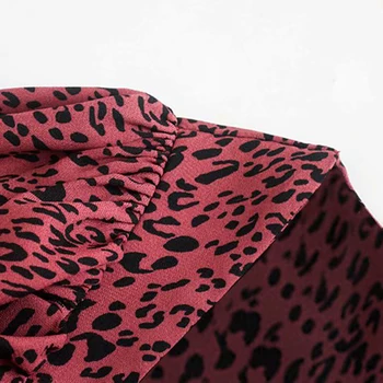 ZA leto 2020 nov modni Leopard tiskanja Gube obleko Kvadratnih Ovratnik, Dolgi rokavi Ženske mini obleka vitek pas elegantna stranke obleke