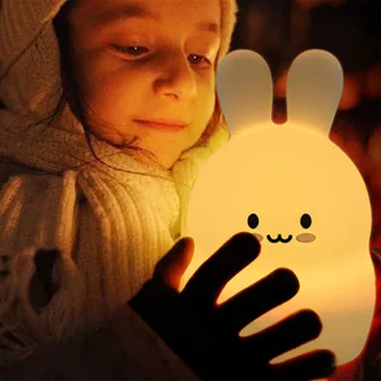 Touch Senzor 9 Barve Zajec LED Nočna Lučka Srčkan Risanka Silikonski Zajček Lučka Spalnica Postelji Lučka za Otroke, Otroci Baby Darilo
