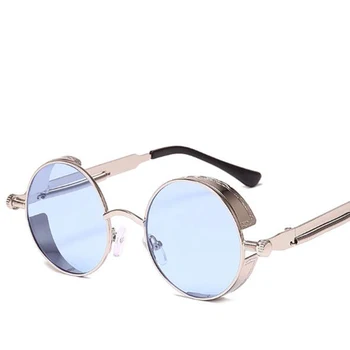 LELINTA 7 Barvo Steampunk sončna Očala Moški Ženske Modni Oblikovalec Letnik Krog Klasičnih Gothic Očala Stranka Uspešnosti Očala