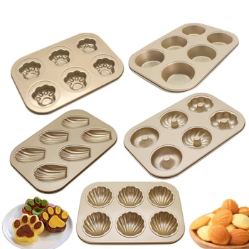 6 Votlini Peko Ponev Ogljikovega Jekla Torto Peko Plesni Peko Pladenj Non-Stick Muffin DIY Risanka Pan Torto Plesni Bakeware Pan Plesni