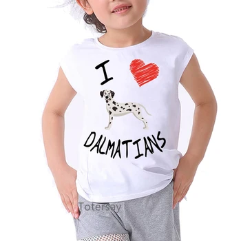 Smešno Dalmatinskih psi živali tiskanja dekleta t shirt kawaii otroci oblačila harajuku kawaii tshirt camisetas belega t-shirt ulične