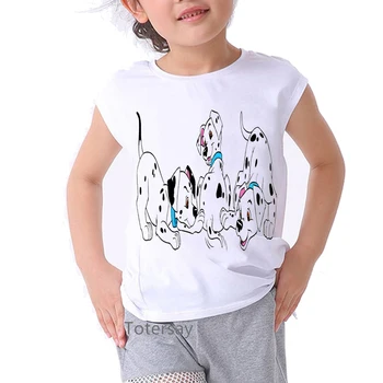 Smešno Dalmatinskih psi živali tiskanja dekleta t shirt kawaii otroci oblačila harajuku kawaii tshirt camisetas belega t-shirt ulične