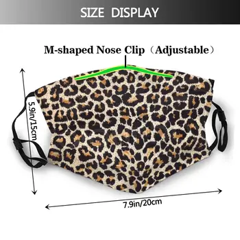 Leopard Print Masko za Prah s 6 Filter PM2.5 ogljem za Odrasle maske za obraz Usta, Obraz Večkratno uporabo