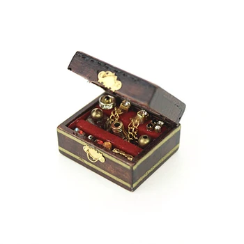 1/12 Lutke Miniaturni dodatna Oprema Mini Vintage Jewelry Box Simulacije Okraski Model Igrače za Doll House Decoration