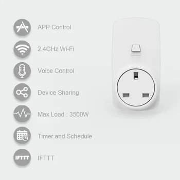 Wifi Smart Vtičnico KRALJESTVU Tip Vtičnice Vtičnice 16A Glasovni Nadzor z Google Doma Alexa Echo App Časovnik in Remot Nadzor Naprave