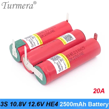 Turmera 3S 4S 5S 6S Baterije 18650 HE2 2500mAh 5000mAh 20A 12,6 V za 25.2 V Spajkanje Baterija za Izvijač Shurik baterije