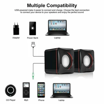 Prenosni Računalnik, Zvočniki, USB Powered Desktop Mini Zvočnik Bas Zvok Predvajalnik Glasbe Sistem Žično Majhen Zvočnik