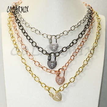 3Pcs Srce zaklepanje zaponko ogrlico, obesek kovinski sponke, ogrlico, obesek, Mix Barve, nakit Verige, Ročno izdelana ogrlica nakita 50622