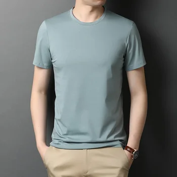 Poletje vrhovi tees moških krog vratu kratek sleeved majica s kratkimi rokavi moški bombaž pol-oplaščeni t srajce 620