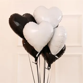 Folija baloni 5pcs/lot18 palčni obliki srca bela črna folija kroglice rojstni okraski za odrasle baloon poročno noč Čarovnic žogo