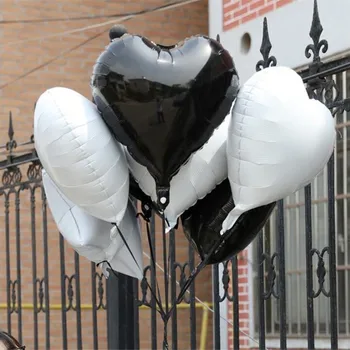 Folija baloni 5pcs/lot18 palčni obliki srca bela črna folija kroglice rojstni okraski za odrasle baloon poročno noč Čarovnic žogo