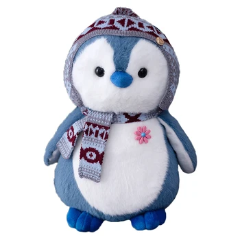 Super Srčkan nosi Pulover, šal klobuk Pingvin Plushies Lutke, Nagačene Sneg Skp Pingvin Igrače za otroke Božič, Rojstni dan