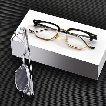Luksuzne Blagovne Znamke Kvadratnih Acetat Optičnih Očal Okvir Moški Ženske Letnik Pregleden Pol Okvir Recept Očala Okvir Očal