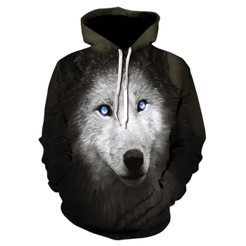 2021 Nove Moške 3D Volk Živali Hoodie Majica blagovne Znamke Moda za Moške in Ženske Puloverju Šport Ulične Jakna