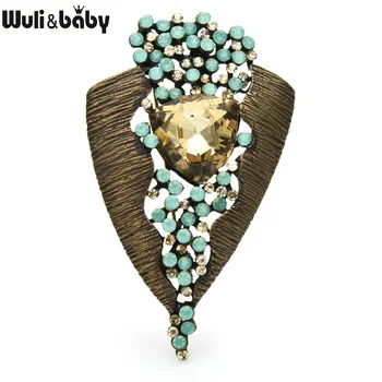 Wuli&baby Kristalno Geometrijske Broške Za Ženske Kovinski 2-barvni Cvet Weddinga Stranka Priložnostne Broška Zatiči Darila