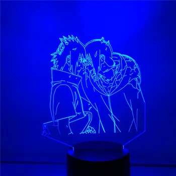 Naruto Uchiha Itachi Sasuke 3D Noč Svetlobe Tabela Namizno Svetilko Anime Luminaria Lampara Ustvarjalnih Otrok Darilo Spalnica Dekoracijo Razsvetljavo