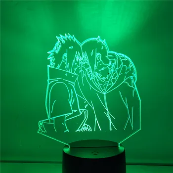 Naruto Uchiha Itachi Sasuke 3D Noč Svetlobe Tabela Namizno Svetilko Anime Luminaria Lampara Ustvarjalnih Otrok Darilo Spalnica Dekoracijo Razsvetljavo