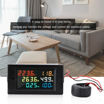 AC 80-300V Digitalni Voltmeter Ampermeter Barvni LCD-Zaslon Multimeter Napetost, Trenutna Moč Energije Frekvenco Monitor