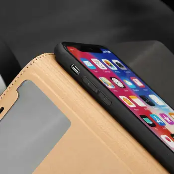 Pravega Usnja Primeru Za Iphone 7 8 Plus Primeru Za XS Max Pokrov Okna Pogled Varstvo Coque Za Iphone X XR SE 2020 Primerih Fundas