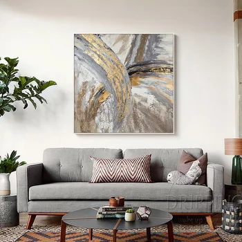 Umetnik Ročno poslikano Visoke Kakovosti Povzetek Zlati Oljna slika na Platnu Vrste Čudovitih Barv Abstraktnega Slikarstva za Wall Art