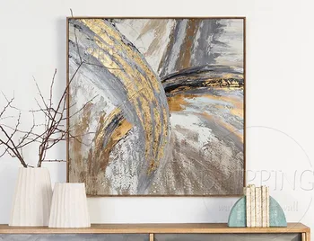 Umetnik Ročno poslikano Visoke Kakovosti Povzetek Zlati Oljna slika na Platnu Vrste Čudovitih Barv Abstraktnega Slikarstva za Wall Art