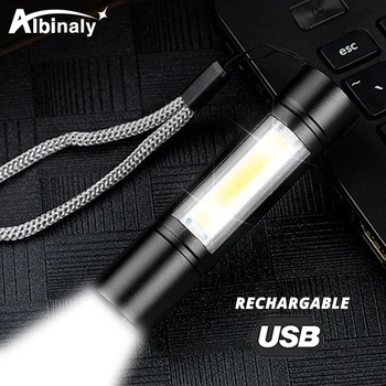USB Polnilna Svetilka 3 Razsvetljavo Način COB+XPE LED Mini Svetilka Nepremočljiva Prenosni Uporablja za kampiranje, kolesarjenje, delo, itd.