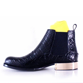 2018 varovalni čevlji z Visoko-kakovostni razred predalčni vzorec usnja, ročno izdelan kovinski z geometrijsko edini ayakkabi moški čevlji