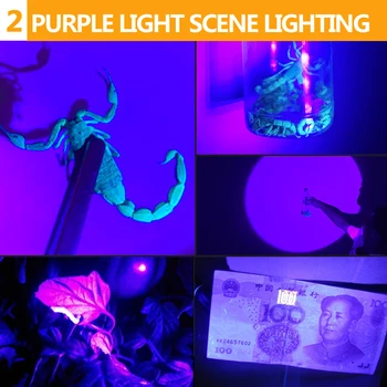 Visoko Lumen 2 V 1, UV-Lučka LED Žaromet UV Vijolične Svetlobe Vodja Svetlobe Zoomable Smerniki USB Polnilne Glave Svetilke Glavo Svetilka