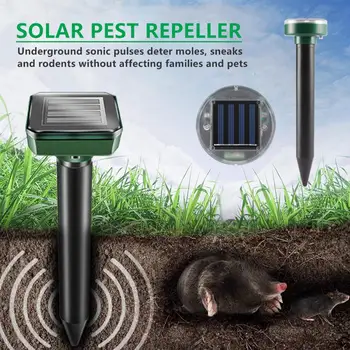 2pcs Solar Powered Pest Reject, Ultrazvočno Sonic Miško Mol Insektov Škodljivih Glodalcev Repelenti LED Luči Repeller Prostem Svetilke Vrt