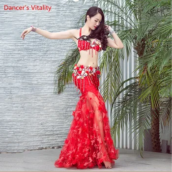 Luksuzni Diamond Orientalski Ples Obleka Ženske Kos 2 Uspešnosti Trebuh Plesna Predstava Modrc+dolgo Krilo Seksi Rdeče Bela