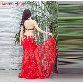 Luksuzni Diamond Orientalski Ples Obleka Ženske Kos 2 Uspešnosti Trebuh Plesna Predstava Modrc+dolgo Krilo Seksi Rdeče Bela
