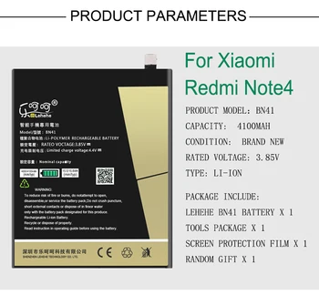 2019 Novo BN41 Baterija Za Xiaomi Redmi Note4 4100mAh Visoke Zmogljivosti Zamenjava Bateria z Orodji Darila