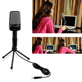 GEVO SF-920 Računalnik Mikrofon Pofessional 3,5 mm Žično Ročni Mikrofon S Stojalom Za Telefon Snemanje Pc Chat, MSN, Skype