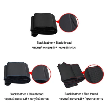 DIY Black Ročno Šivanje Volan Kritje Sofe Umetnega Usnja Avto Volan Kritje za Peugeot 307