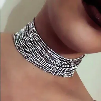 Sijoče večplastne zlato nosorogovo choker ogrlica za ženske luksuznih modnih kristalno izjavo ogrlica ovratnik nakit
