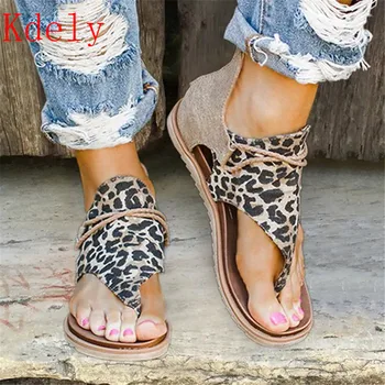 2020 Nove Ženske Sandale Poletni Čevlji Leopard Tiskanja ženski Velikosti čevlji Ravno Ženske Sandale Poletni Čevlji, Sandali ženske