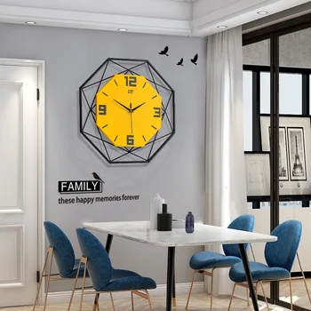 Nordijska modna ura stenska ura dnevna soba ustvarjalne ure gospodinjski kovinski okras quartz ura digitalna stenska ura