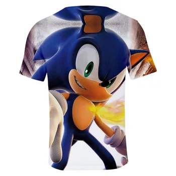 Sonic 3D Tiskanja Risanka T-shirt Priložnostne Poletje Moda za Fante Oblačila Lep Sonic Risanka Vzorec Dekleta Obleke 4-14Y Otroci Oblačila