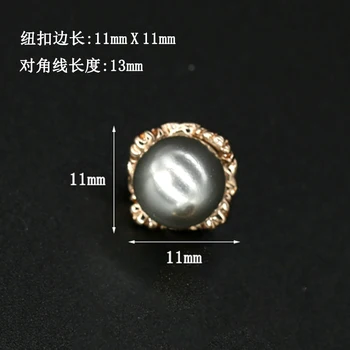 6pieces 11 mm Letnik Majica žogo Gumbi Pearl, ki je Moda za Ženske, modno Kovinsko blagovne Znamke Gumb za Oblačila, Dekorativne Šivalni Pribor