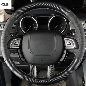 Brezplačna Dostava 1set Ročno šivanje iz Ogljikovih vlaken usnjeni volan okrasni pokrov za Land Rover Range Rover Evoque 2012-2016
