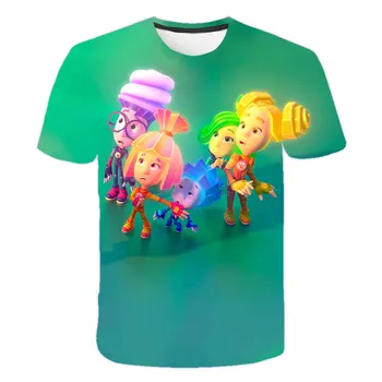 3D Animacija Fix Vzorec Natisnjene Fantje T-Shirt Poletje Svoboden Udobno otroških Oblačil Nove Luštna Punca Kratek Rokav 4-14T