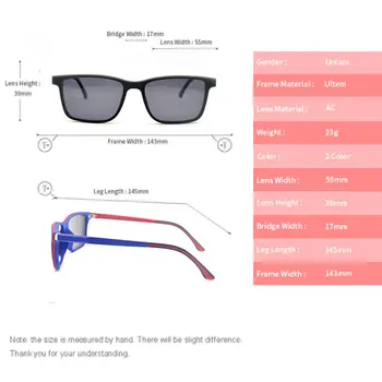 LUCIDIE Dvojni Namen Magnetni Posnetek sončna Očala Ženske Moški Kvadratnih sončna Očala Očala Ultem Okvir UV400 Odtenek Vožnje Očala