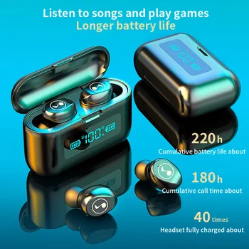 Hi-fi Bluetooth 5.0 Slušalke Zmanjšanje Hrupa Stereo Brezžična TWS Dotik Upoštevajte, Bluetooth, LED Prikazovalnike Nepremočljiva Dvojno Slušalke