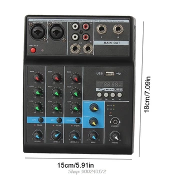 Profesionalni Audio Mixer 4 Kanali Bluetooth Zvok Mešalna miza za Karaoke S08 20 Dropship