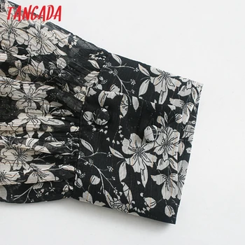 Tangada 2020 Jesenska moda za ženske tiskanja cvetovi šifon obleko z dolgimi rokavi urad ženske midi obleko s poševnico 5Z46