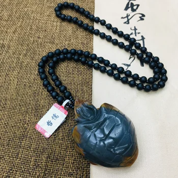 Zheru naravnih Huanglong jade vklesan multicolor zmaj želva obesek s črno ochre noge ogrlica moških in žensk pulover verige